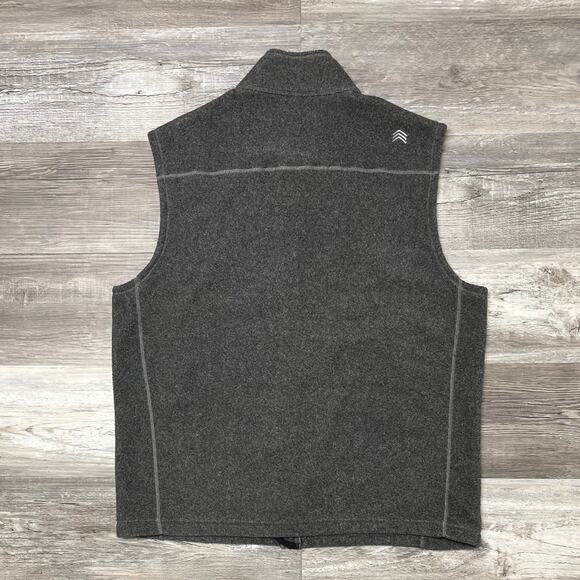 Solaris Fleece Black Gray Mens Large Mock Neck Full-Zip Outdoor Cozy Vest Jacket - Picture 3 of 8